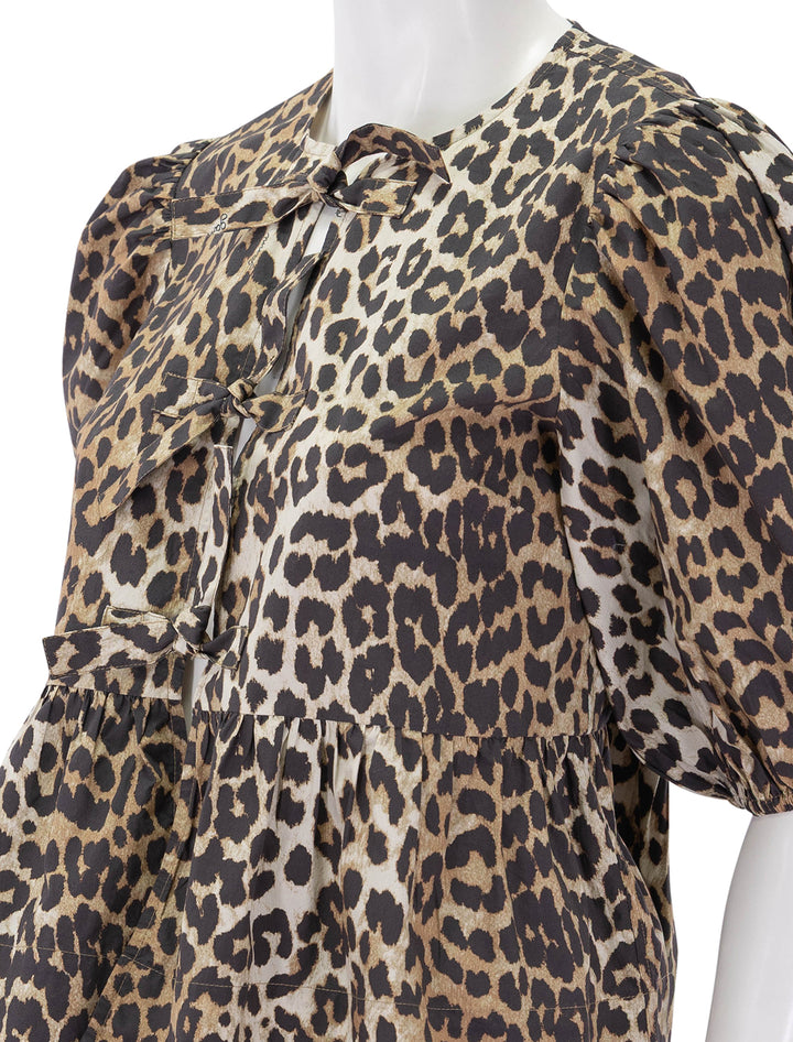 leopard printed poplin peplum blouse