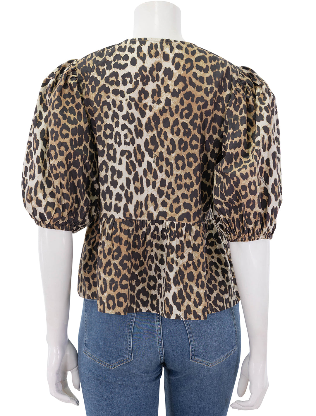 leopard printed poplin peplum blouse