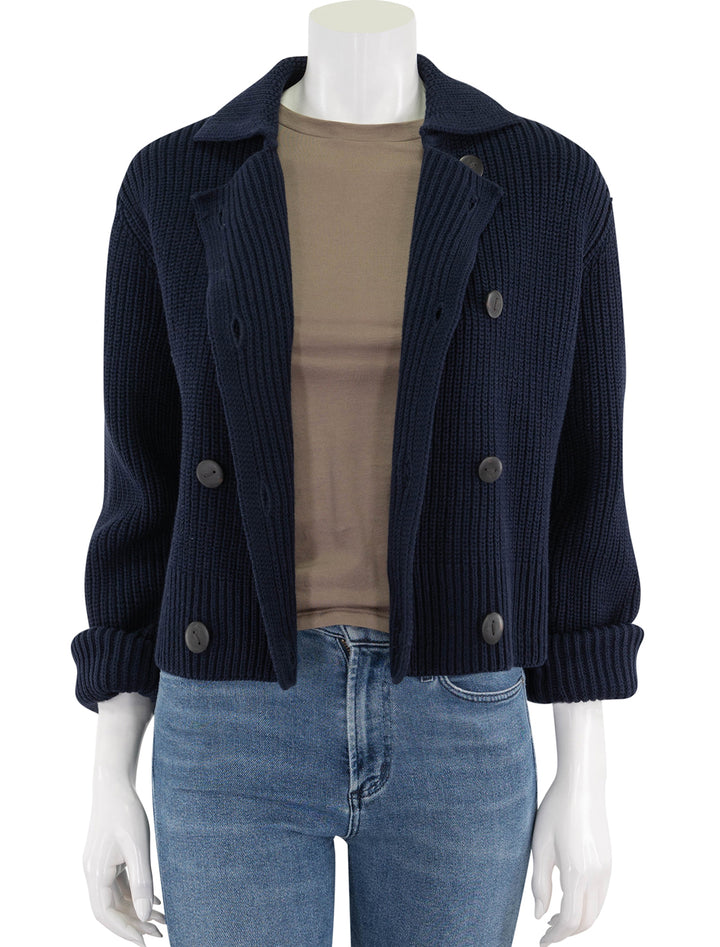 double breasted sweater jacket in coastal