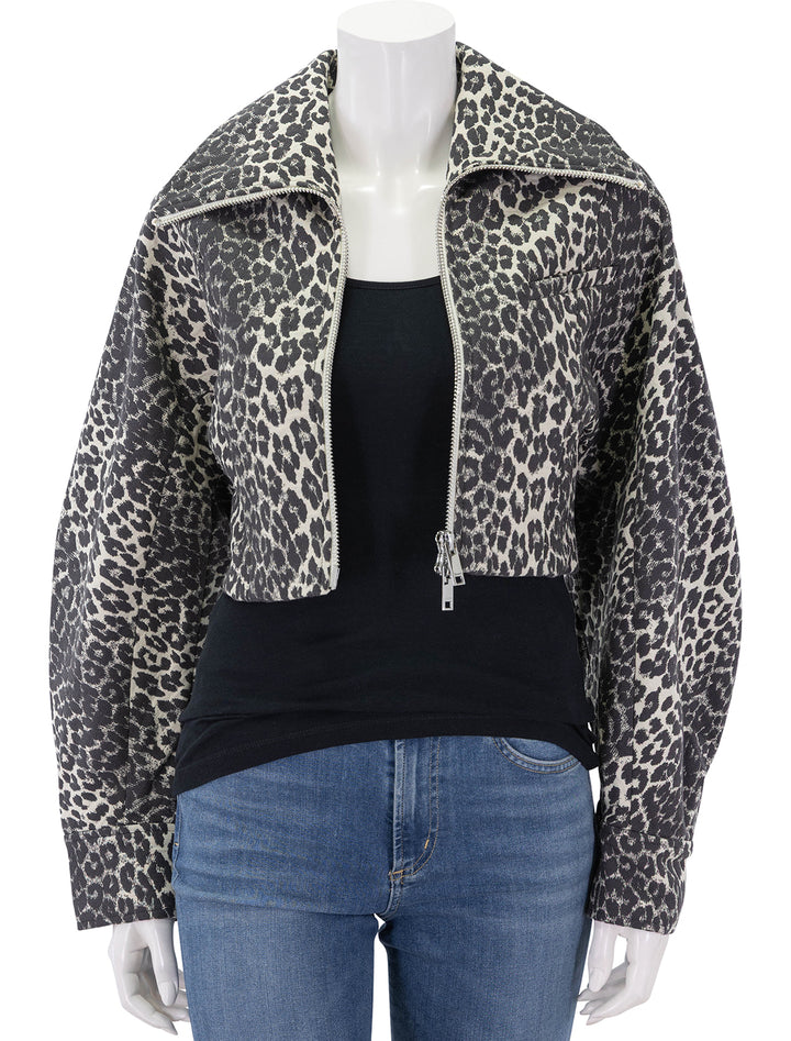 leopard print curve sleeve short jacket