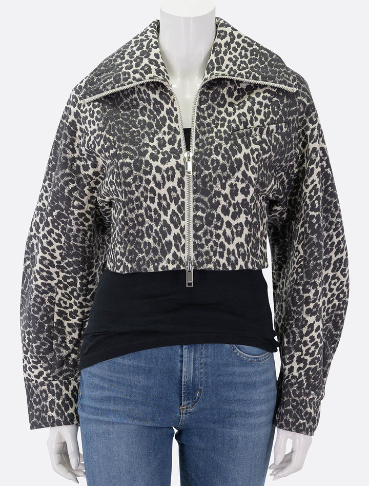 leopard print curve sleeve short jacket