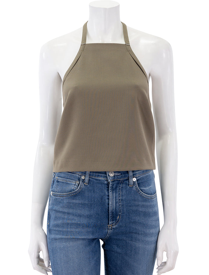 apron halter top in oak moss