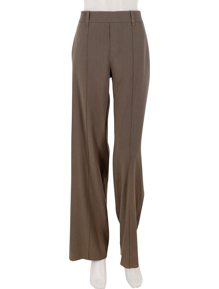 high rise pull on linen pant in moss smoke