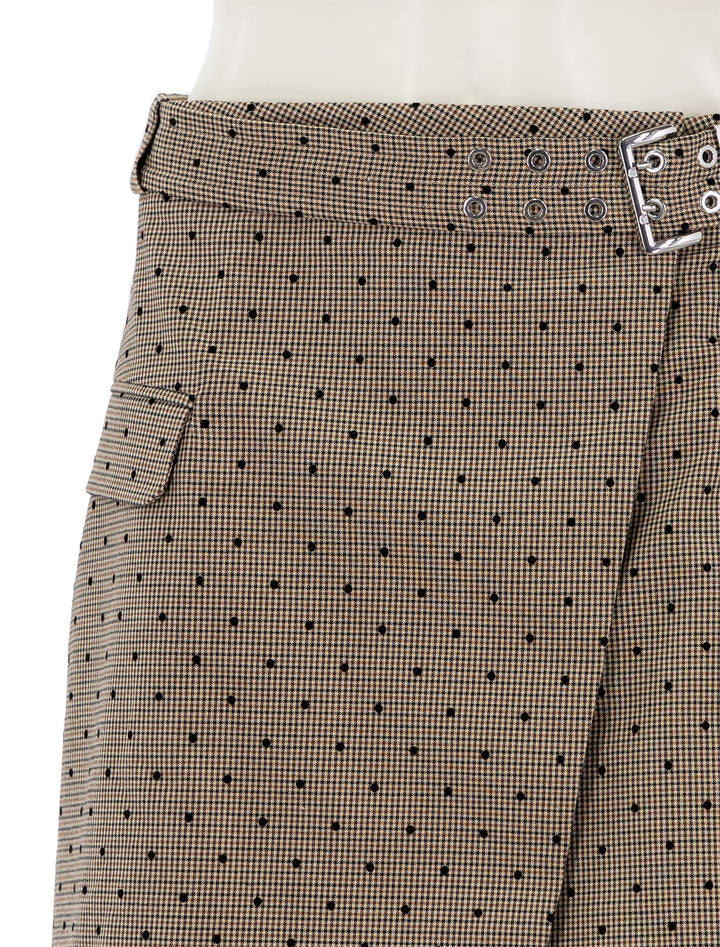 flock check suiting skirt in tiger's eye