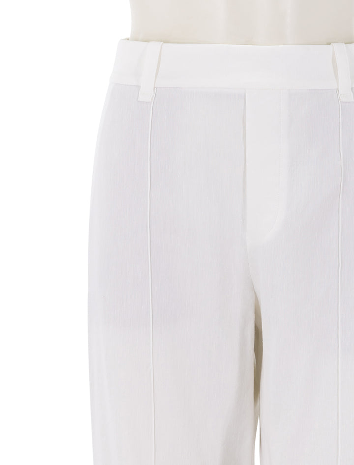 high rise pull on linen pant in off white