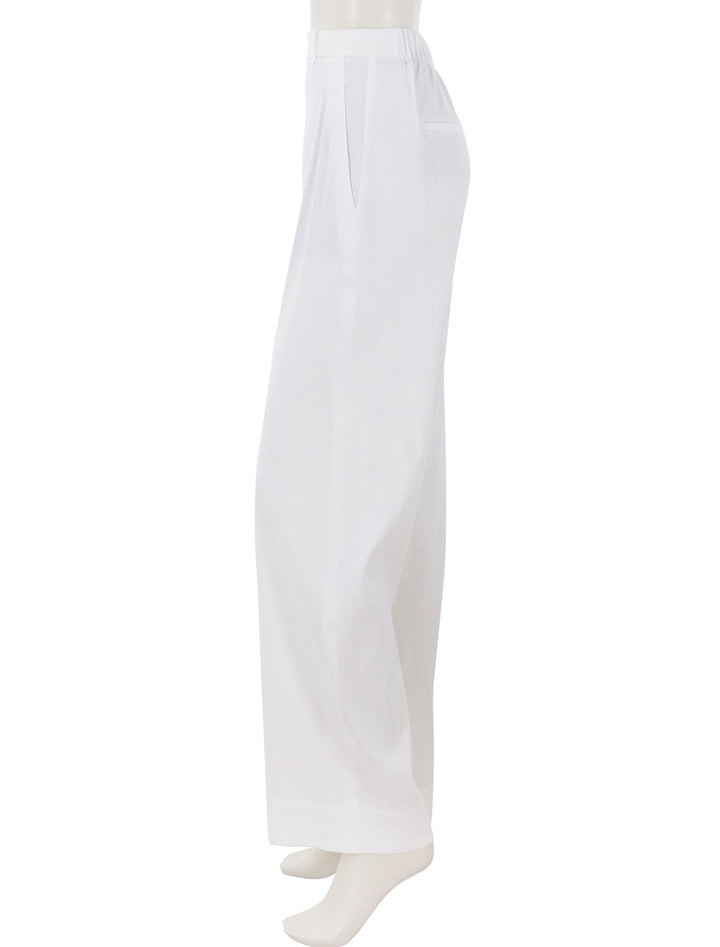 high rise pull on linen pant in off white