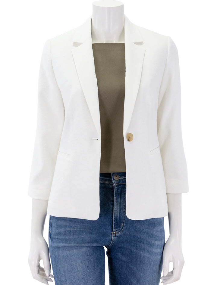 linen shrunken blazer in off white