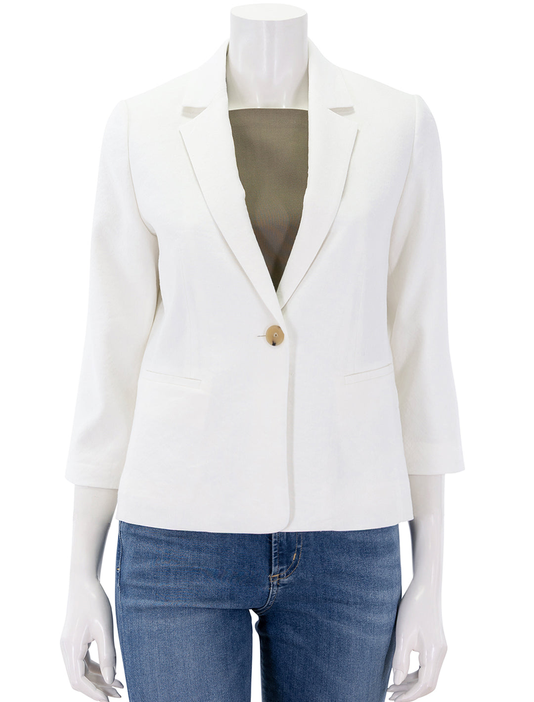 linen shrunken blazer in off white