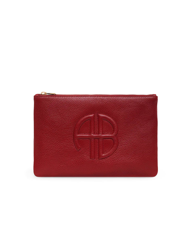 lili pouch in red pebbled leather