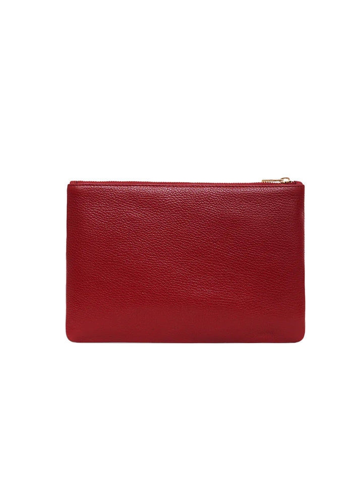 lili pouch in red pebbled leather