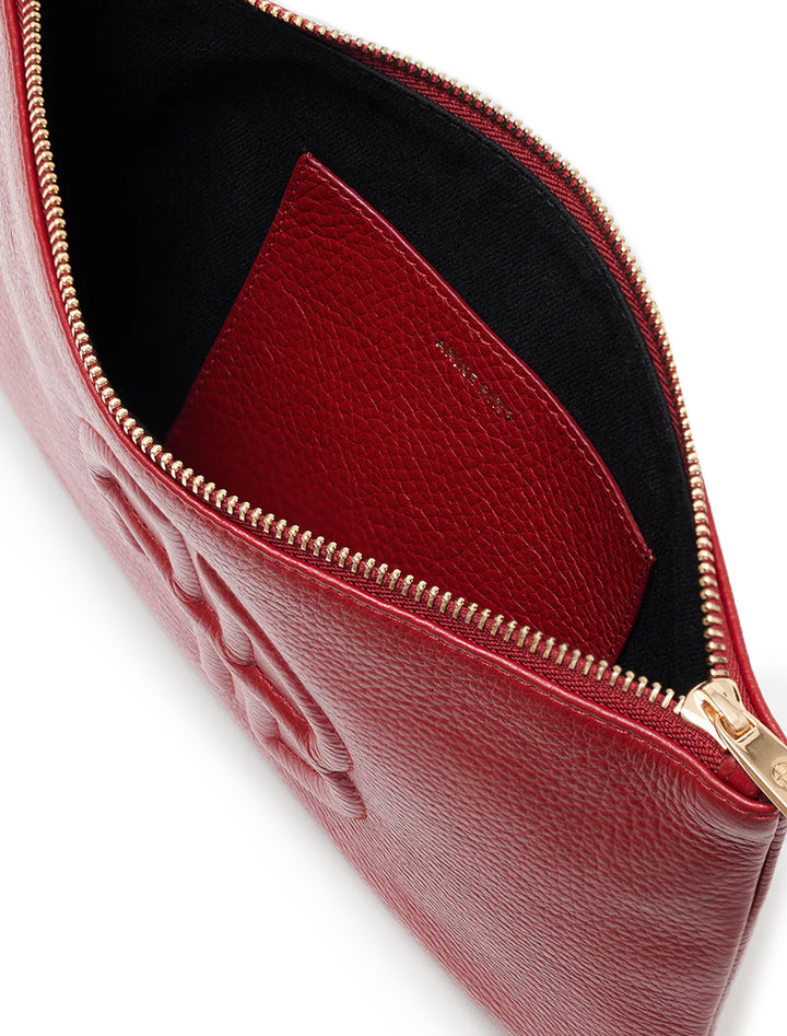 lili pouch in red pebbled leather