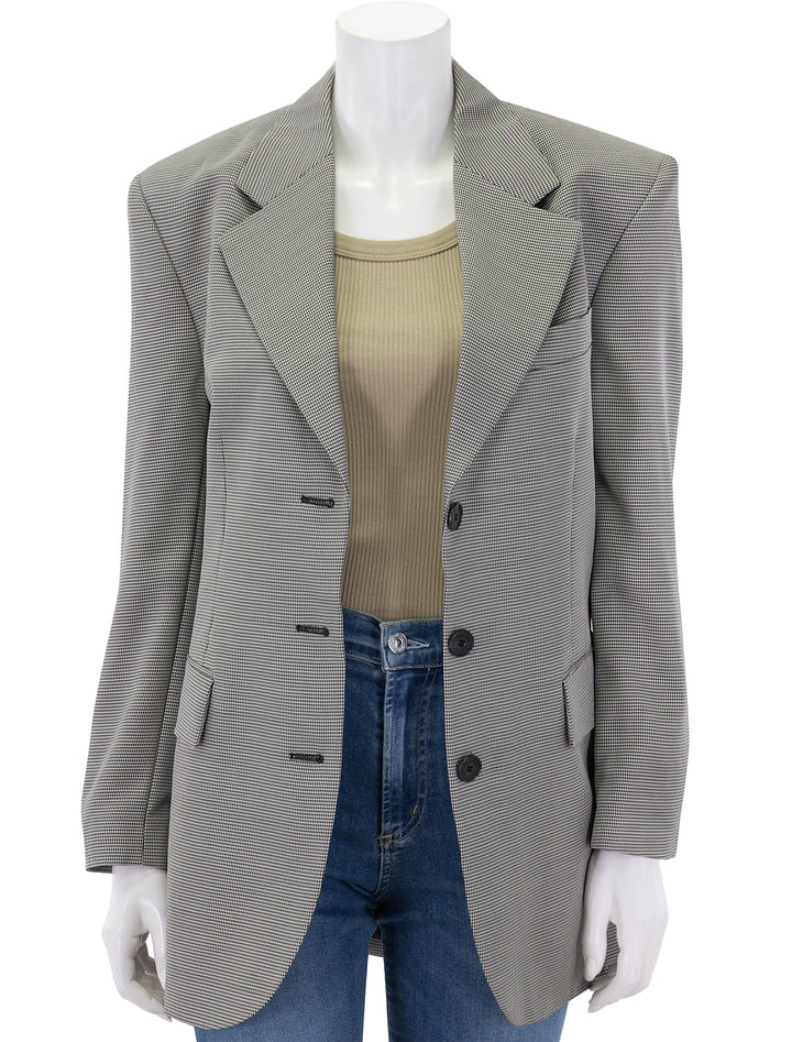 sara blazer in black and white mini houndstooth