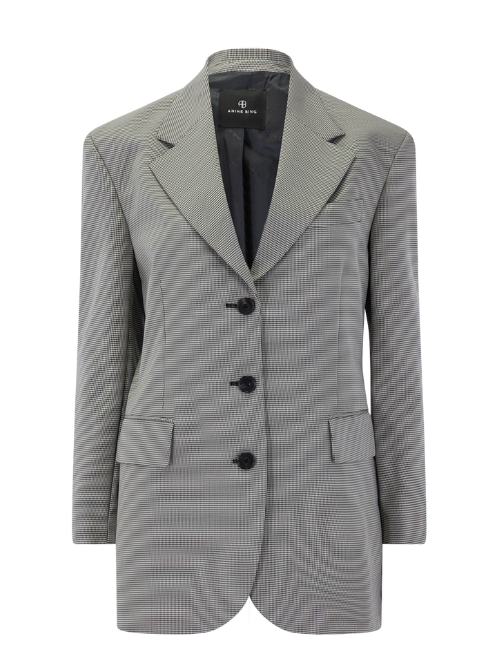 sara blazer in black and white mini houndstooth