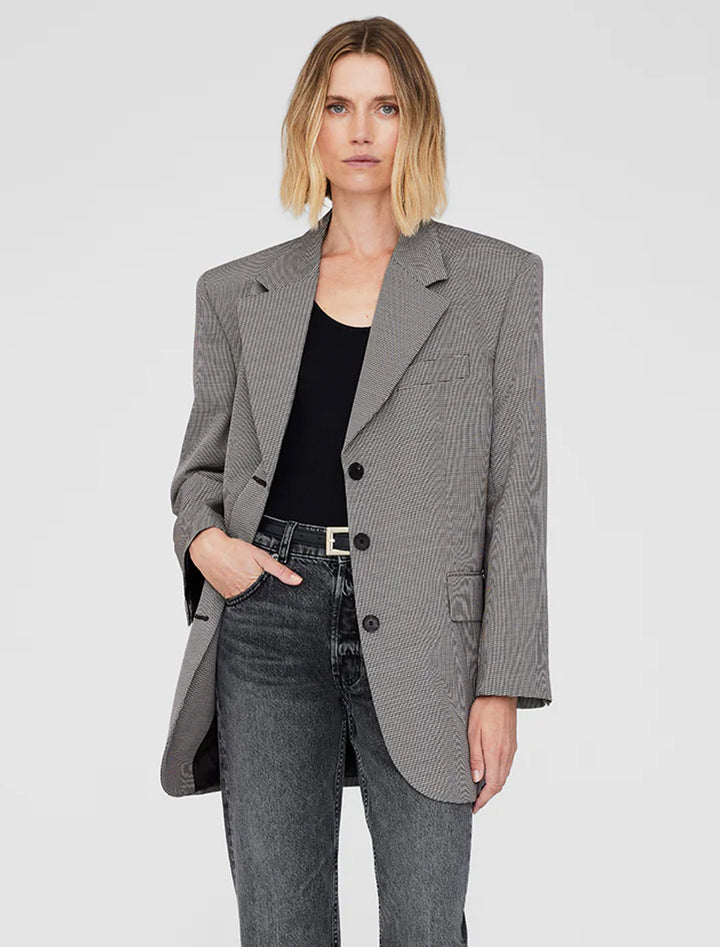 sara blazer in black and white mini houndstooth