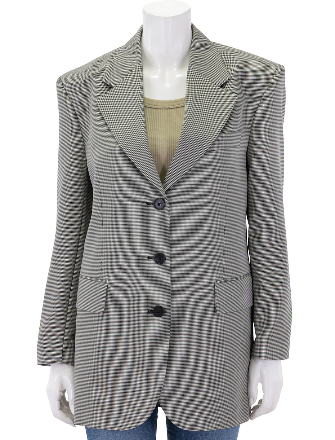 sara blazer in black and white mini houndstooth