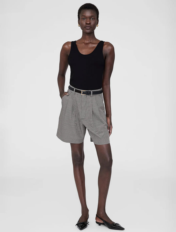 carrie short in back and white mini houndstooth