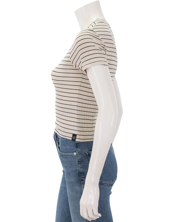 luca stripe rib baby tee in ivory multi stripe