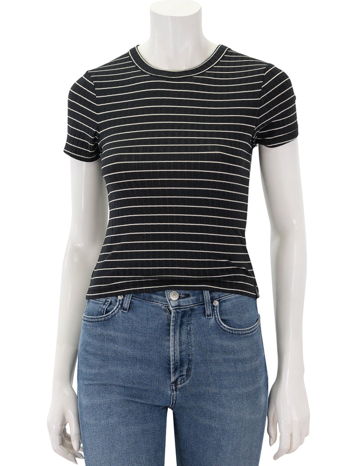 luca stripe rib baby tee in black multi stripe