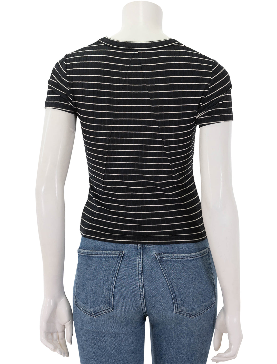 luca stripe rib baby tee in black multi stripe