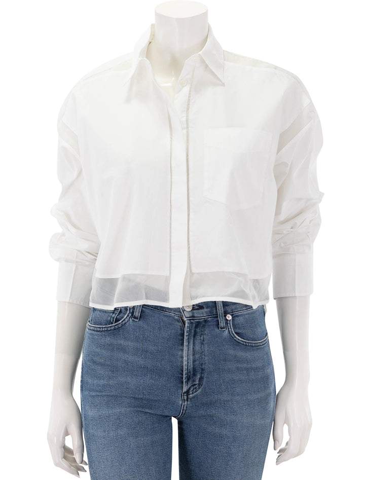 beatrice cropped combo shirt in white