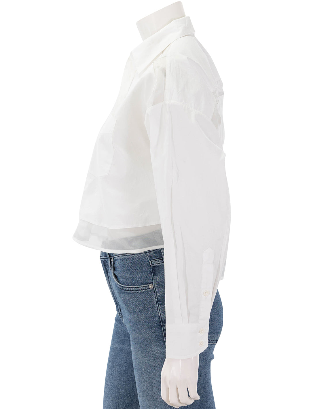 beatrice cropped combo shirt in white