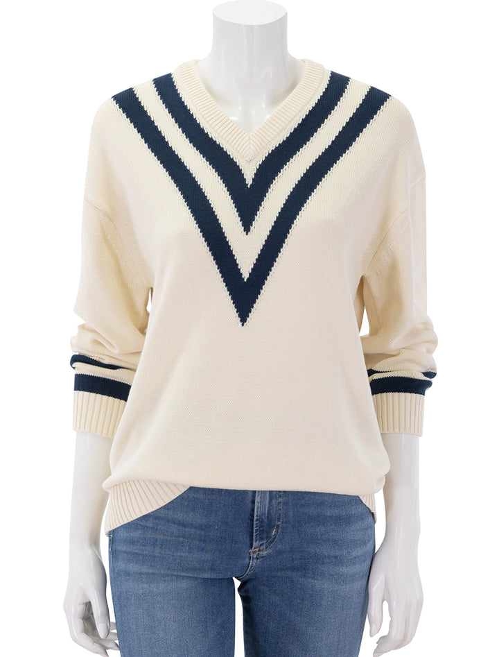 the anchor sweater in cream and navy