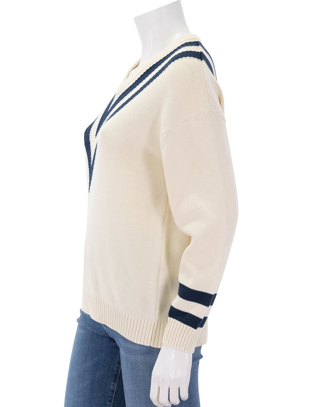 the anchor sweater in cream and navy