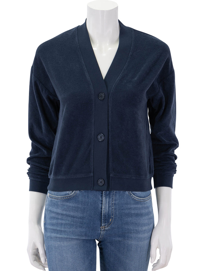 the terry bay cardigan in navy