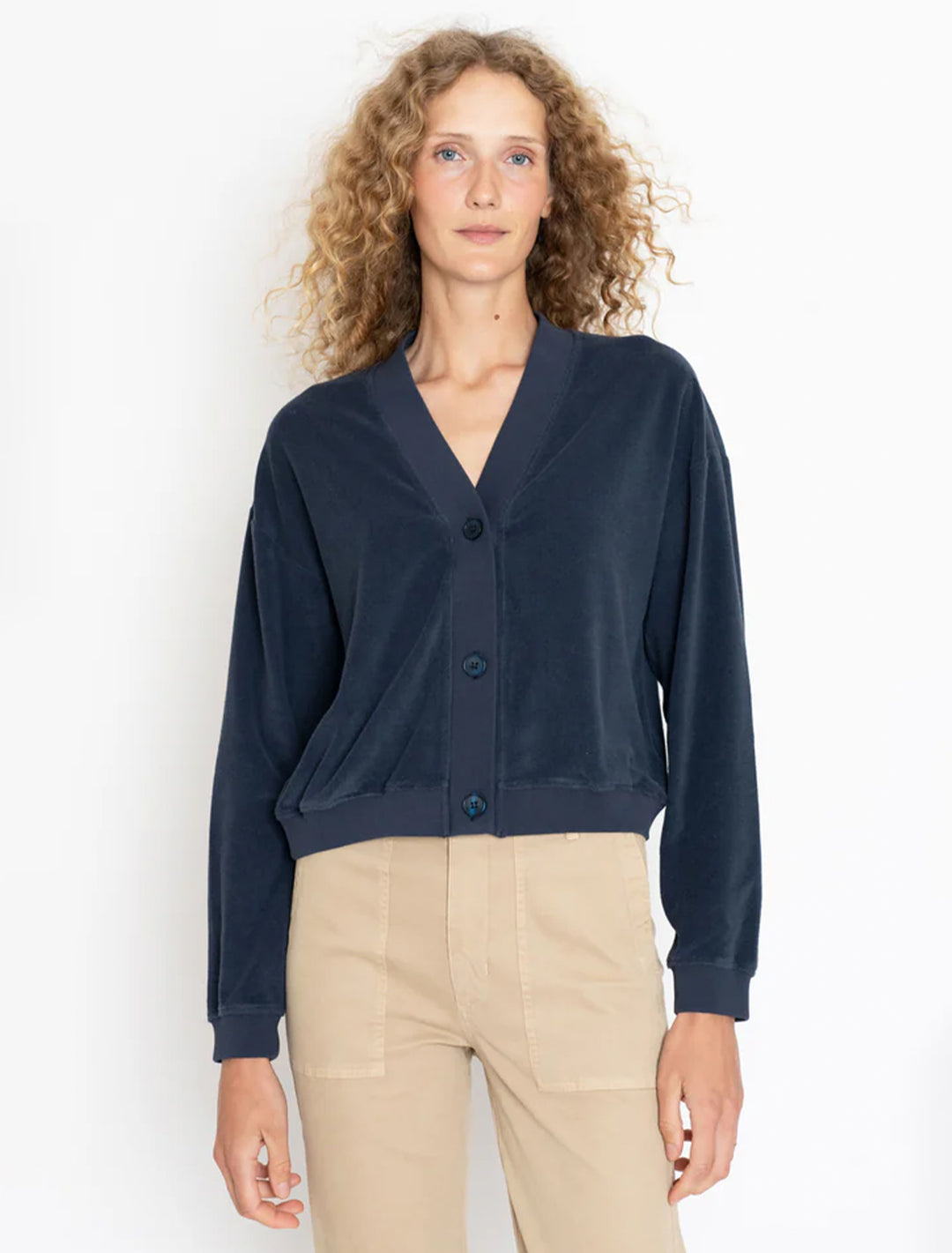 the terry bay cardigan in navy