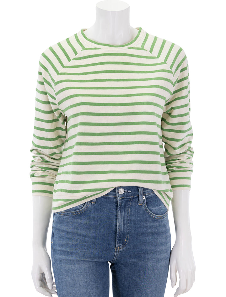 the eco cotton franny pullover in avocado stripe