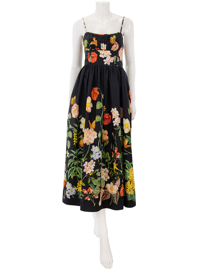 alba midi dress in nectar black floral