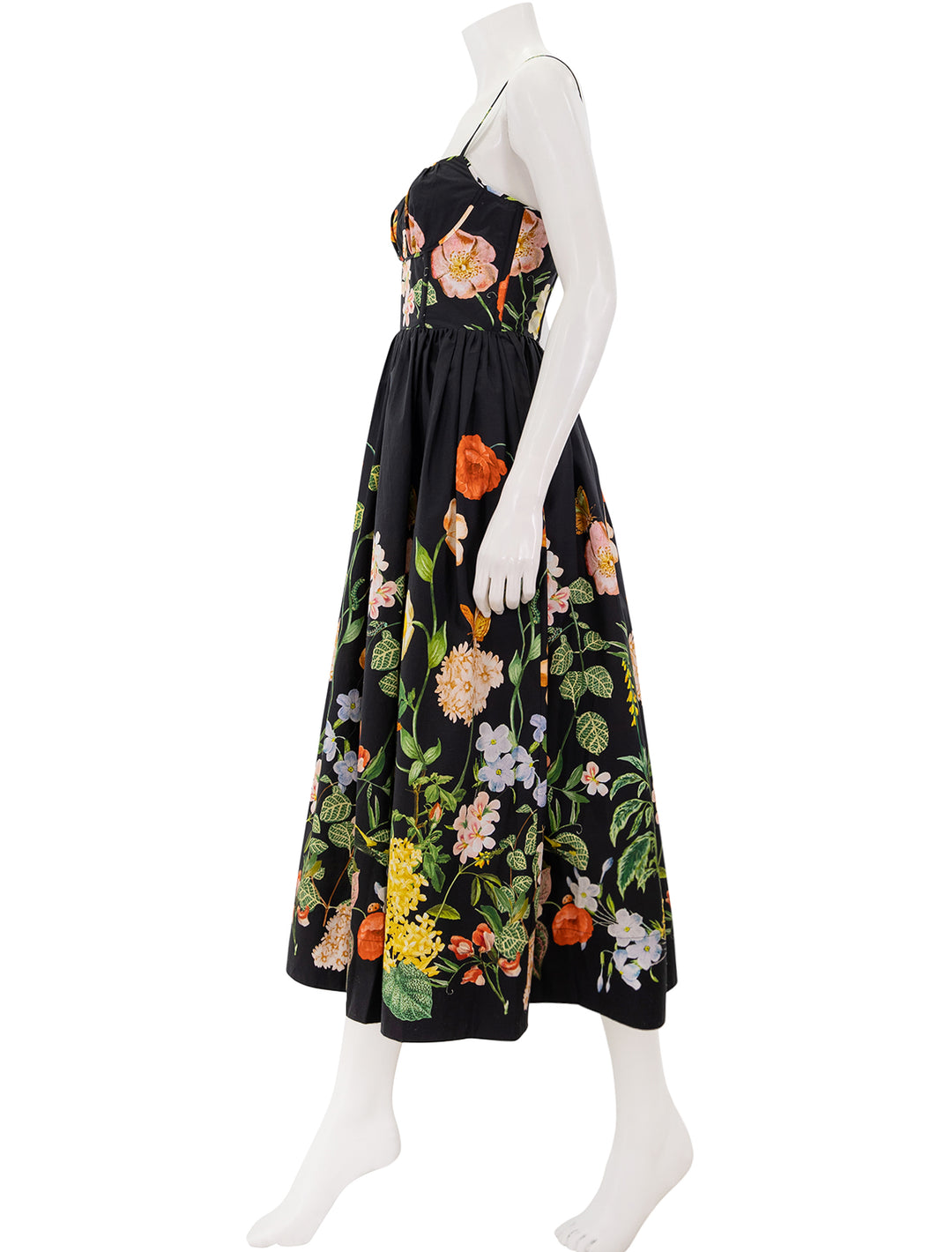 alba midi dress in nectar black floral