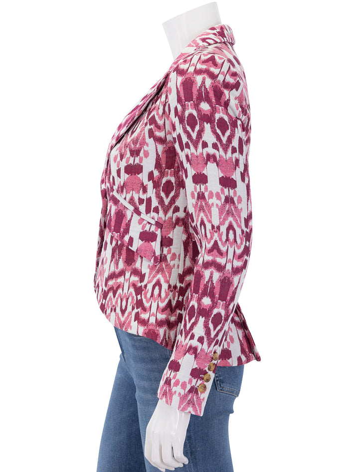 one button blazer in raspberry jacquard