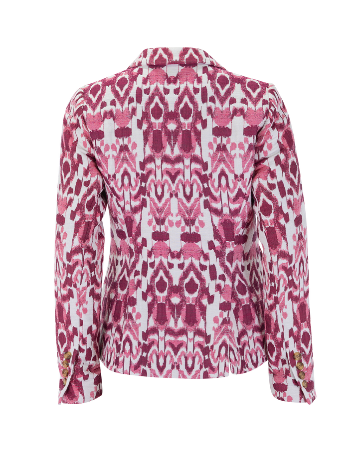 one button blazer in raspberry jacquard
