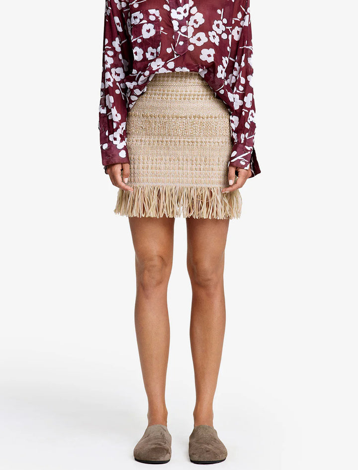 finge mini skirt in sand jacquard