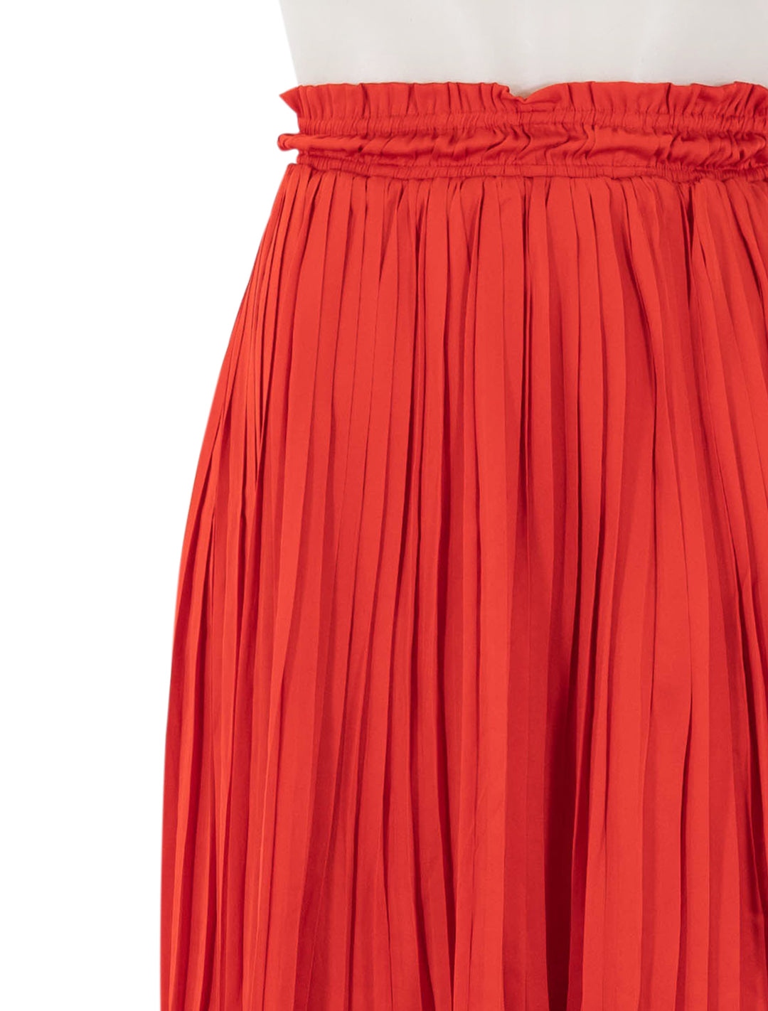 close up view of fun midi skirt in geranium