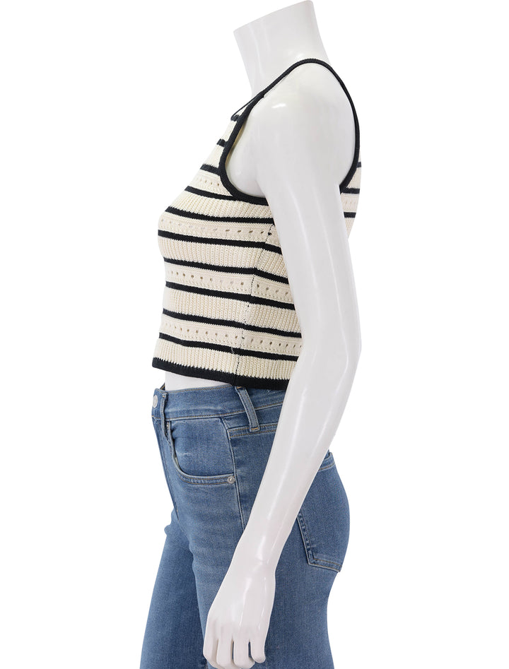 side view of pany knit tank in black and creme