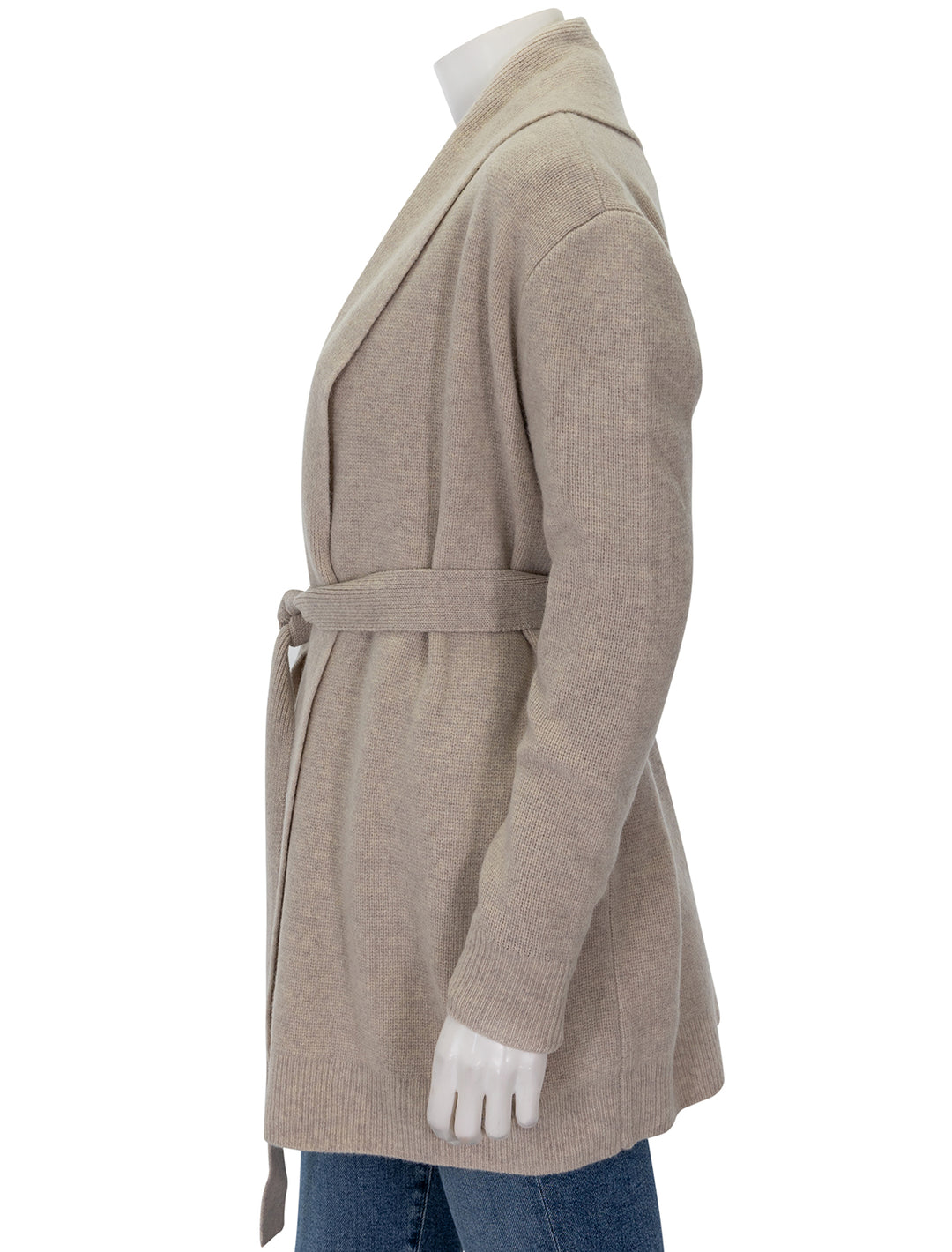 Side view of Lilla P.'s felted cardi-coat sweater in birch.