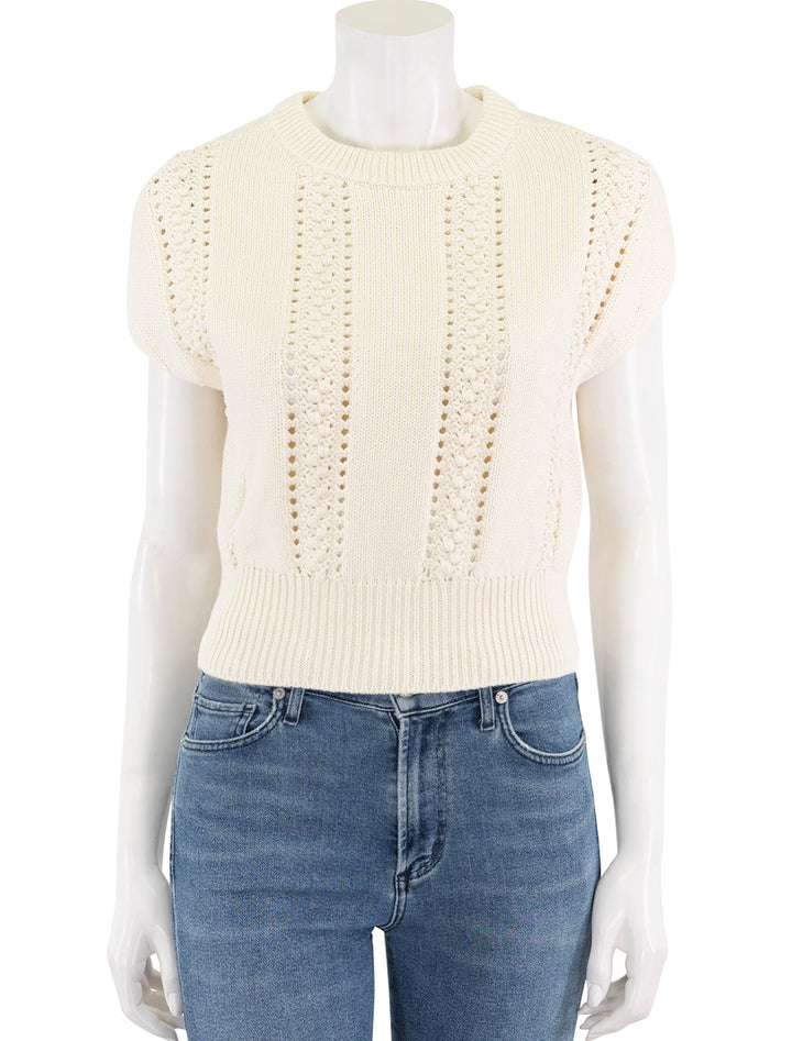 wedge crewneck sweater in cream