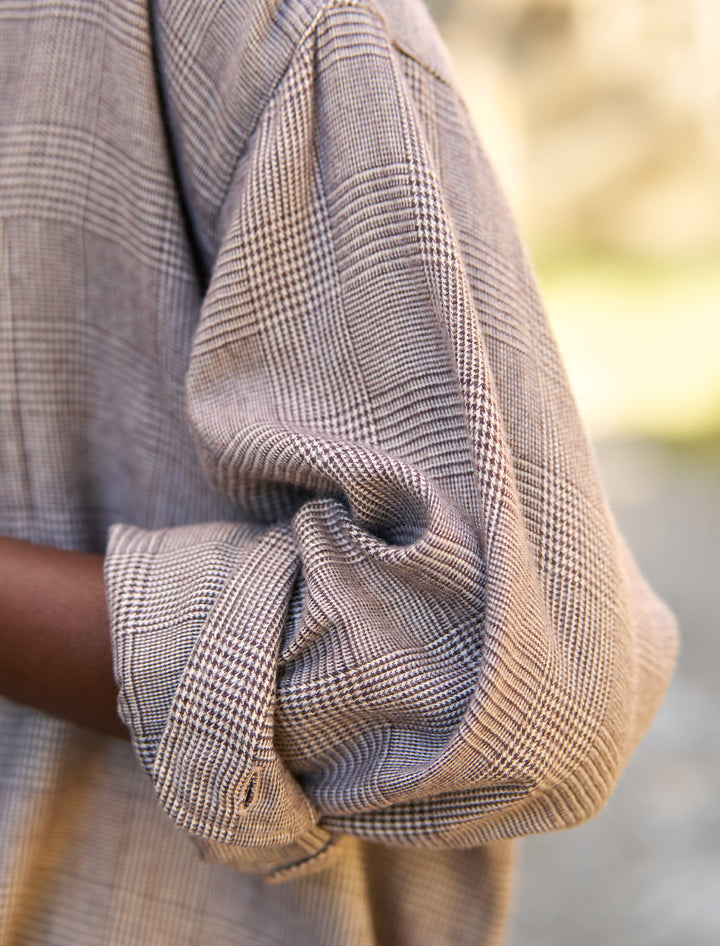 barry in brown herringbone flannel