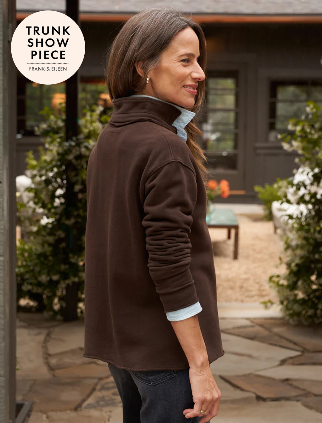 patrick popover triple fleece henley in irish chocolate