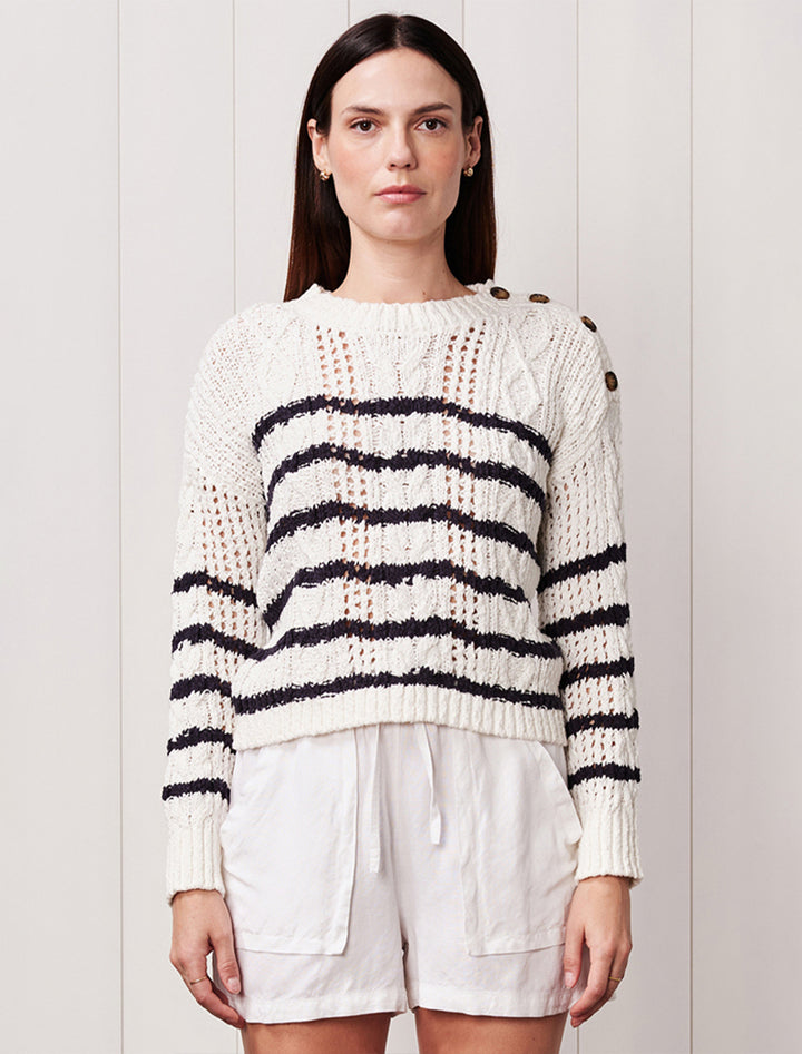 striped cable knit sweater