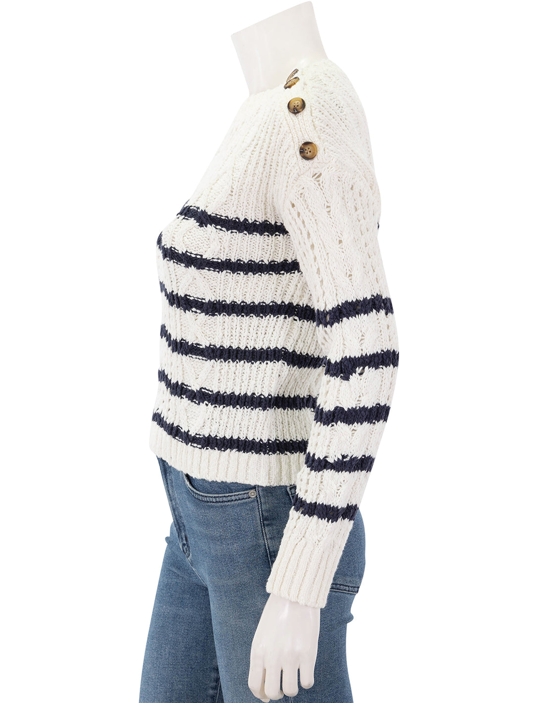 striped cable knit sweater