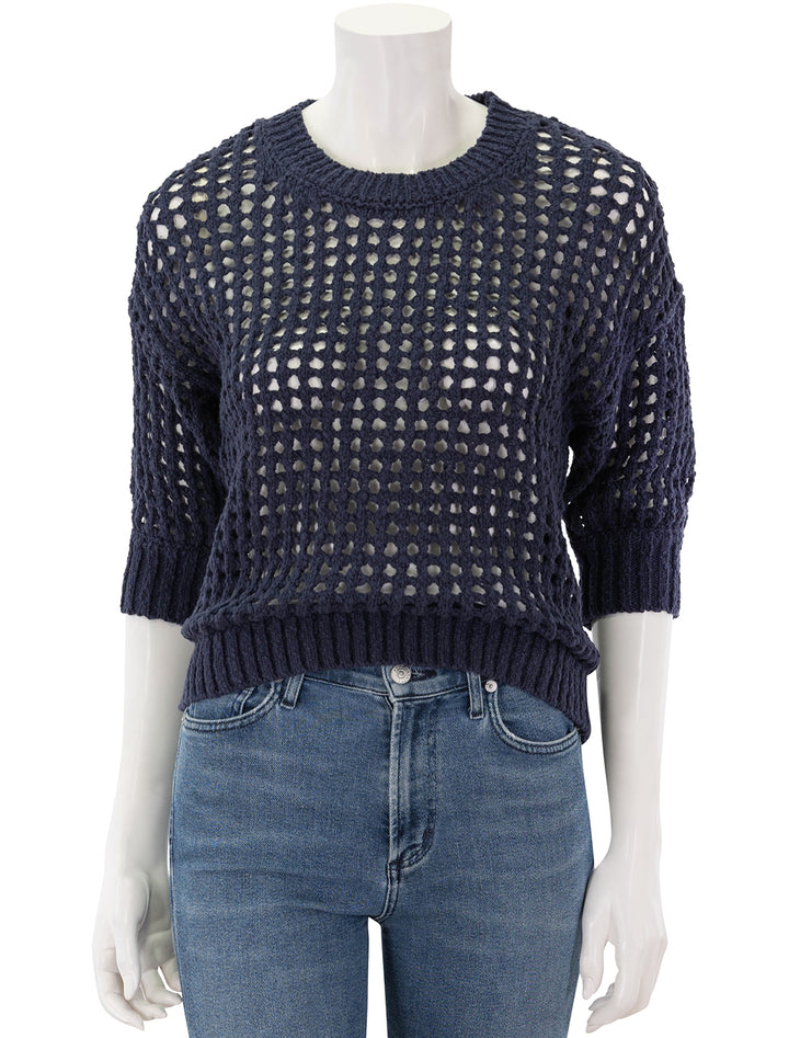 puff sleeve sweater in new navy