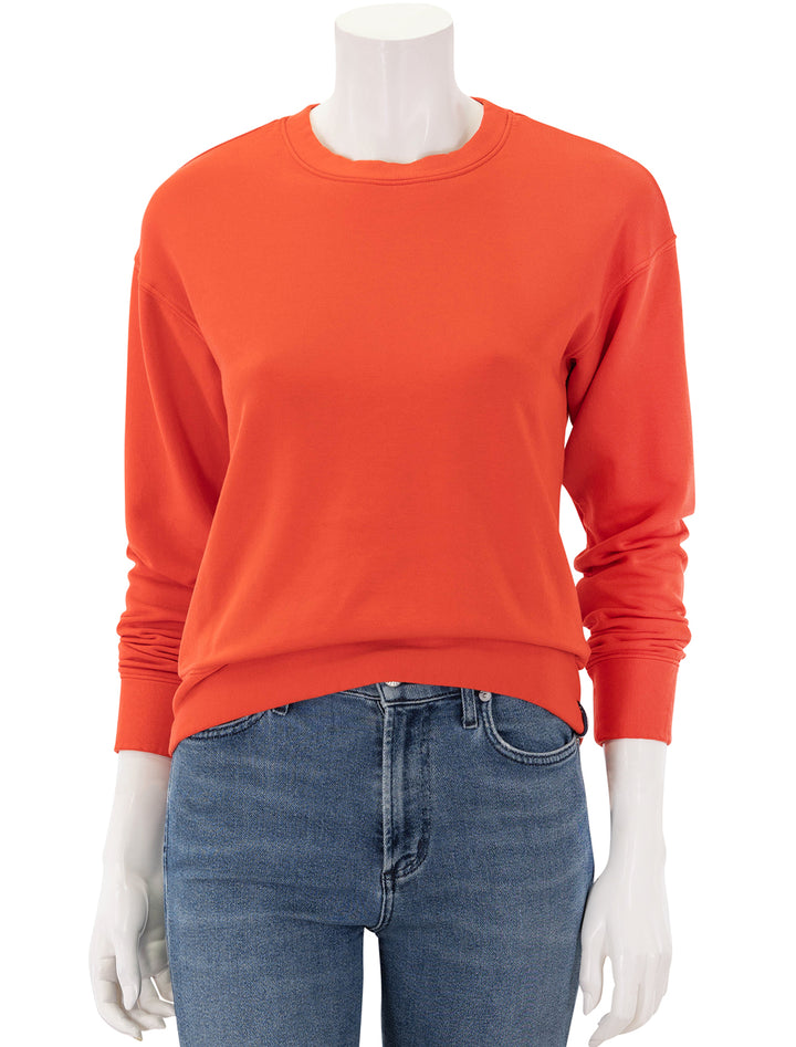 softest fleece crewneck pullover in candyapple