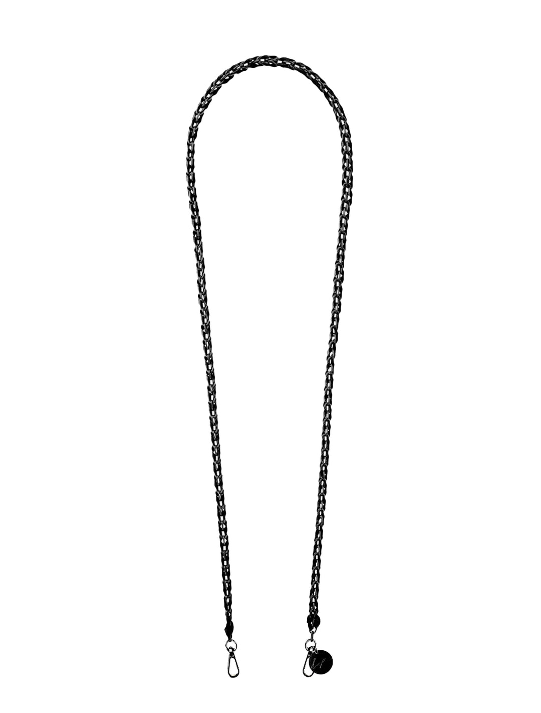 Overhead view of La Coque Francaise's lou noir et noir strap 120 cm.