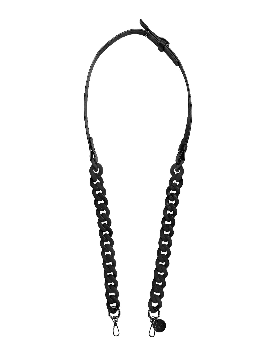 Front view of La Coque Francaise's giorgia noir phone strap 120 cm.