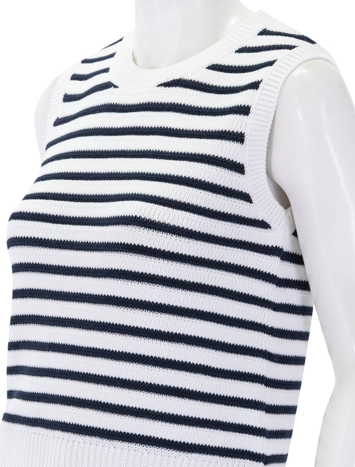 emberly sleeveless knit tank in cloud and navy stripe
