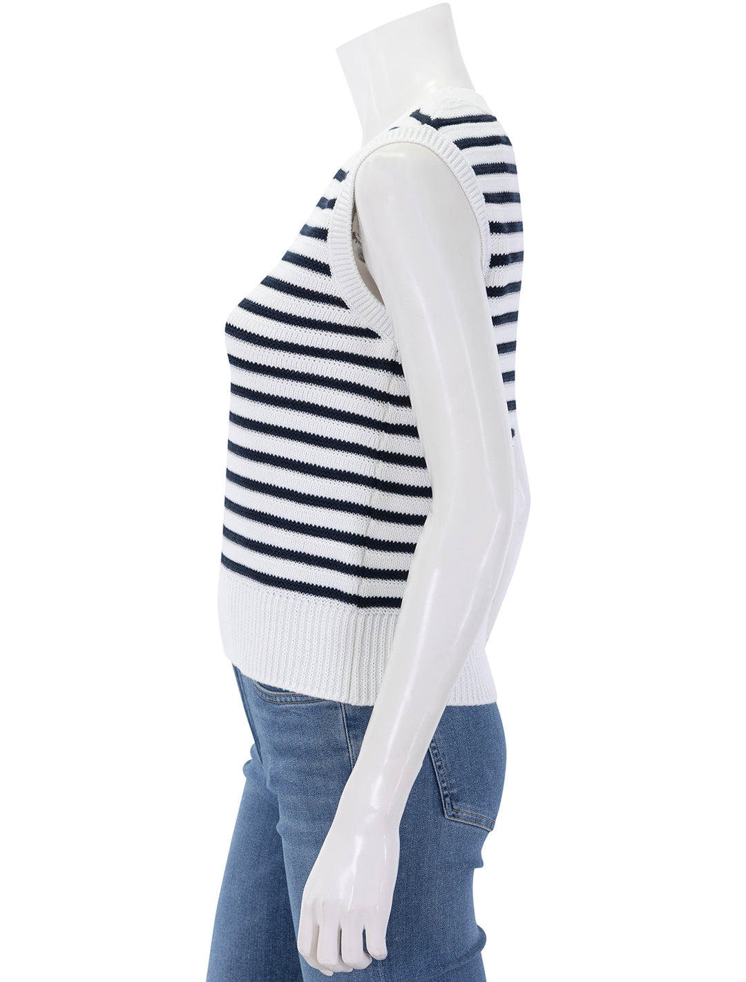 emberly sleeveless knit tank in cloud and navy stripe