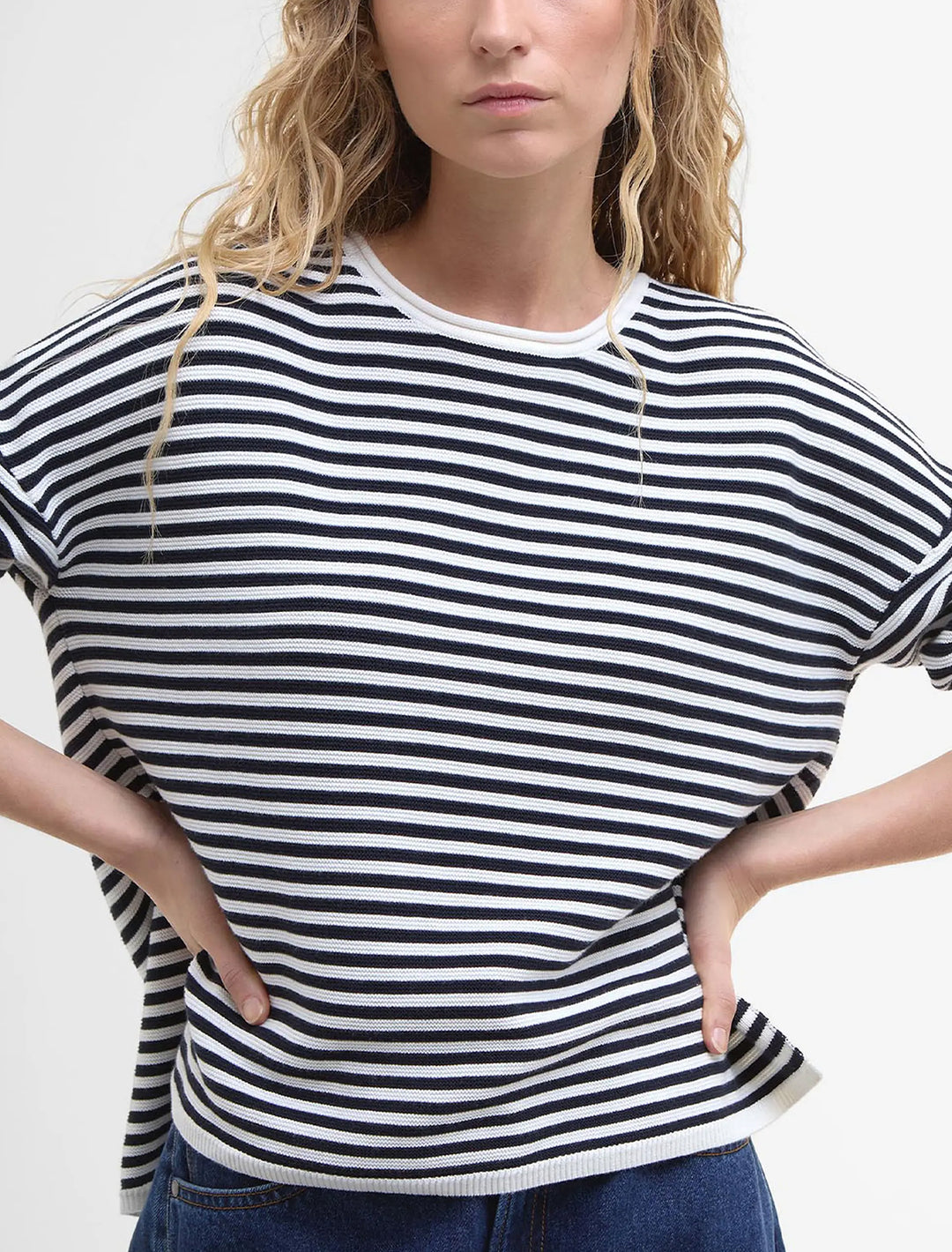 marine stripe sweater in navy